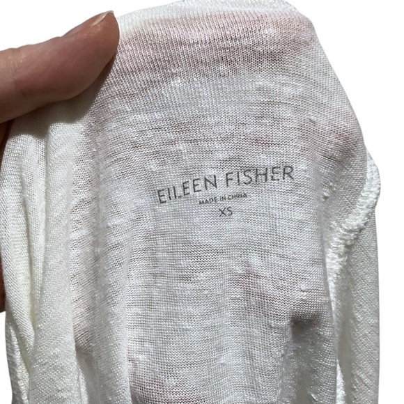 EILEEN FISHER Size XS Ivory 100% Linen Scoop Neck Dolman Sleeve Tee Shirt - Picture 7 of 9